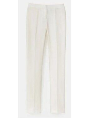 LAFAYETTE 148 100% Linen Barrow Straight Leg Pants in Raffia Cream Size US 10